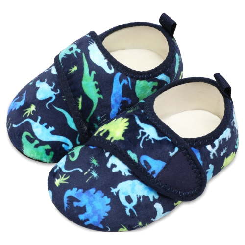 Barerun Winter Indoor Household Warm Shoes for Toddler Boys Girls Kids Slippers Blue Dinosaur 3.5-4.5