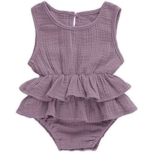 Yoawdats Newborn Baby Girl Romper Cotton Linen Bodysuits Ruffle Sleeve Summer Jumpsuit Outfits Clothes