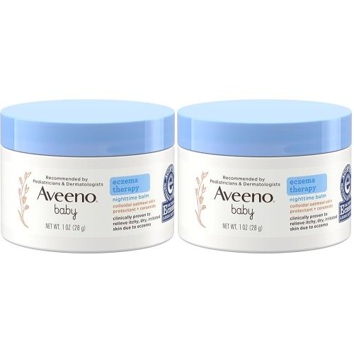 Aveeno Baby Eczema Therapy Nighttime Balm with Colloidal Oatmeal, Travel Size, 1 oz (Pack of 2)