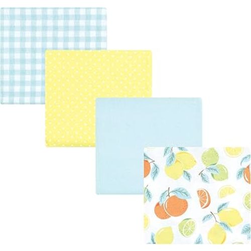 Hudson Baby Unisex Baby Cotton Flannel Receiving Blankets, Citrus Mint, One Size