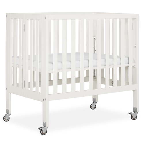 Dream On Me Jett Non-Full Size Folding Crib, Removable Wheels, Modern Nursey, Adjustable Mattress Support, Patent Folding System, Included 1.5” Mattress, Cannoli cream