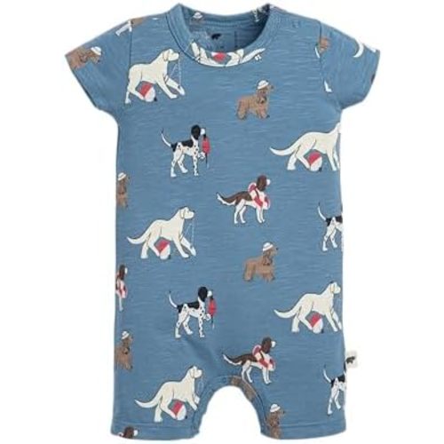 monica + andy Slub Shorty Romper, 100% Organic Baby Clothes for Boys, Sizes For Preemie, Newborn & Infant