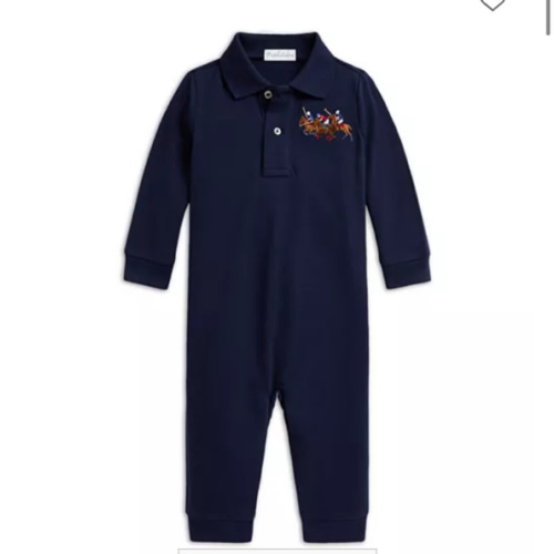 Polo Boys' Triple Pony Cotton Mesh Polo Coverall - Baby