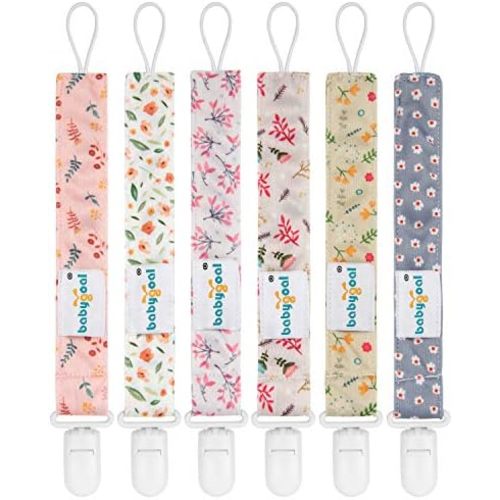 babygoal Floral Pacifier Clips 6 Pack for Most Baby Pacifiers & Binkies