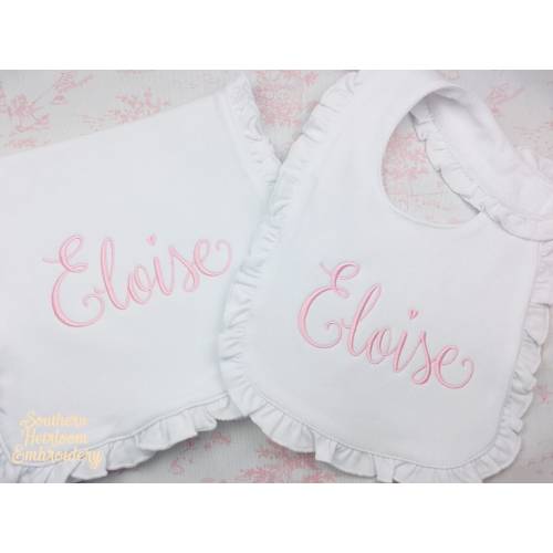 Monogram Bib Burp Cloth, Name Bib Burp Cloth, Baby Gift Set, Ruffle Bib Burp Cloth, Baby Shower Present