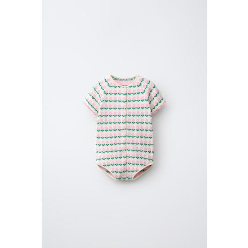 FLORAL JACQUARD KNIT ROMPER - Ecru | ZARA United States