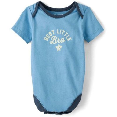 The Children's Place Baby Short Sleeve Best Little Bro Graphic Bodysuit Blue 0-3 M