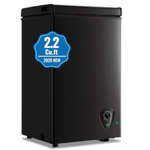 TACOOL 2.2 Cu Ft Freezer Chest Freezer Suit for Singel Removable Basket Traditional Manual Temperature Control for Bedroom, Dorm, Apartment
