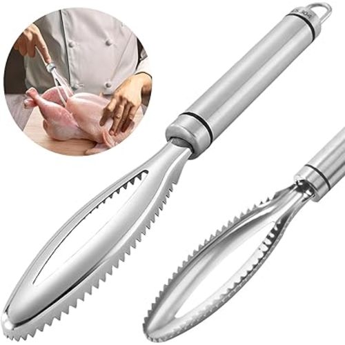 SUS 304 Stainless Steel Lung Remover, Food Grade Chicken Processing Equipment with Super Strong Working Head and Ergonomic Handle to Remove Poultry Lungs, Essential Kitchen Tool Easy to Clean