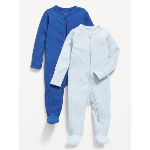 Unisex 2-Way-Zip Sleep & Play Footed One-Piece 2-Pack for Baby