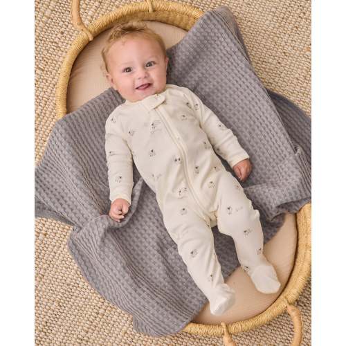 Quincy Mae Zip Long Sleeve Sleeper Footie in Sheep, size 0–3M