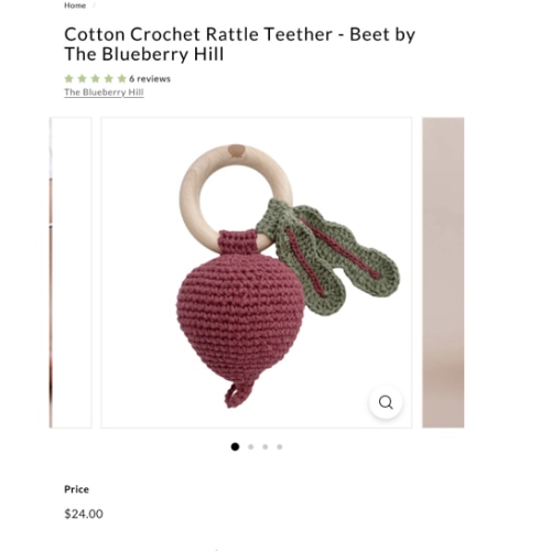 Cotton Crochet Rattle Teether - Beet by The Blueberry Hill – Pacifier Kids Boutique