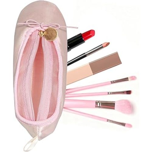 Ballet Shoe Makeup Bag, Small Cosmetic Bag for Trip Portable Cosmetic Travel Bag, Ballerina Slipper Makeup Pouch Bag, Makeup Organizer Bag Cosmetic Organizer for Woman