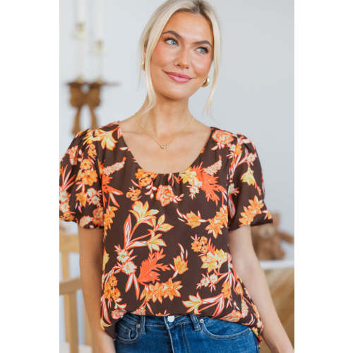 NURSING COLLECTION: Always Worth Waiting Orange Floral Blouse