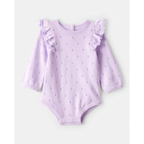 Baby Girl Long-Sleeve Sweater Bodysuit - Purple - OshKosh B'gosh | Carter's