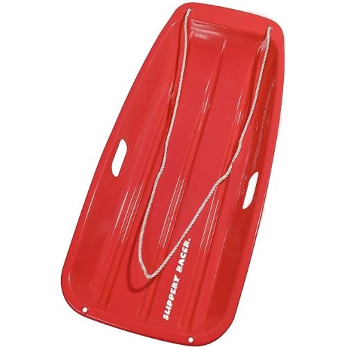 Slippery Racer Downhill Sprinter Flexible Kids Toddler Plastic Cold-Resistant Toboggan Snow Sled with Pull Rope and Handles -35 Inch (RED, 1)