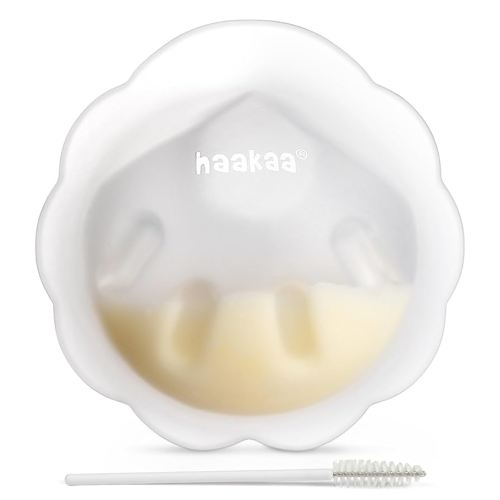 haakaa Petal Soft Silicone Milk Collector丨Discreet Leak-Protection Breast Milk Saver, Reusable Breast Shells Milk Collection Cup for Breastfeeding with Cleaning Brush- 1PC