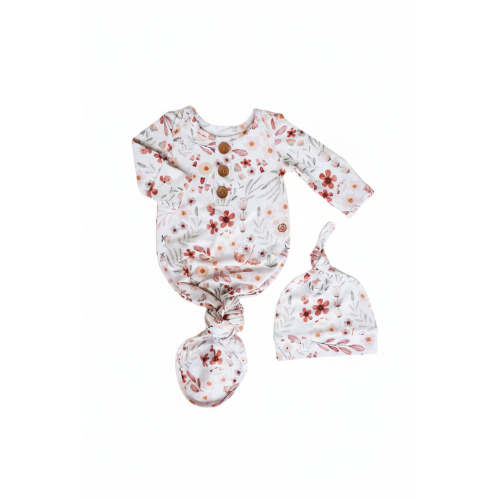 Wren's Wildflower Newborn Baby Knot Gown & Hat
