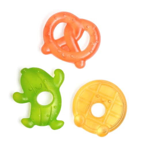 Itzy Ritzy Water-Filled Teethers - Cold Cutie Coolers Textured On Both Sides to Massage Sore Gums & Emerging Teeth - Can Be Chilled in Refrigerator, Set of 3 Silly Foods Teethers
