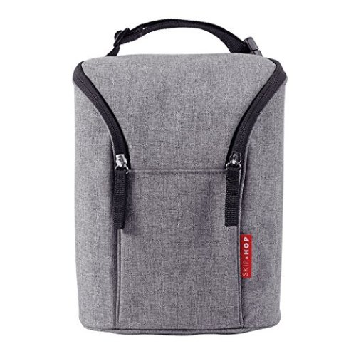 Skip Hop Grab-and-Go Insulated Double Bottle Bag, Heather Grey