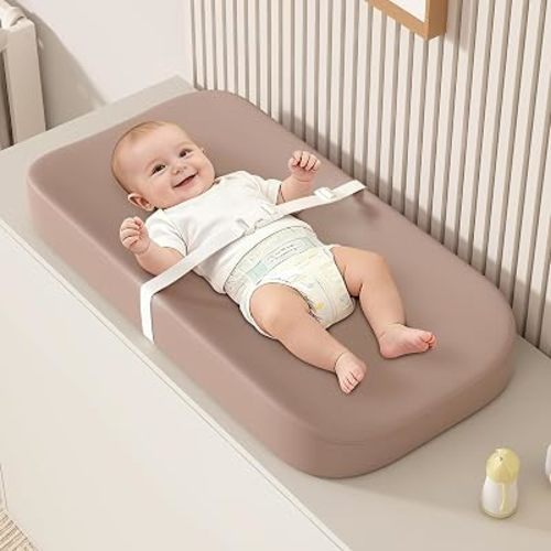 Waterproof Leather Baby Diaper Changing Pad for Dresser and Table, Brown