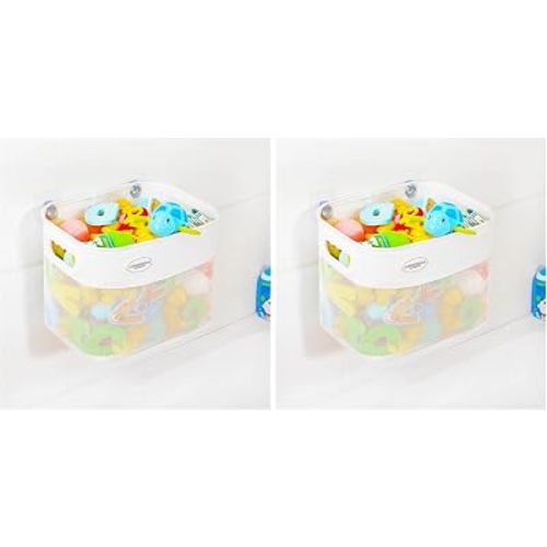 Ligereza Quick Scoop Baby Mesh Bath Toy Storage, 2x Capacity & Large Opening Bath Toy Organizer Baby Bath Gift Bathtub Toy Holder, Toy Storage For Toddlers (White) (Pack of 2)