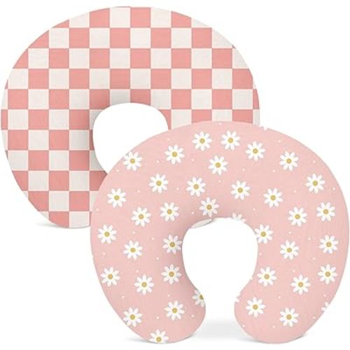 Nursing Pillow Covers 2 Pack, Breastfeeding Pillow Slipcovers Soft and Stretchy, Nursing Covers for Baby Girls Boys Newborn