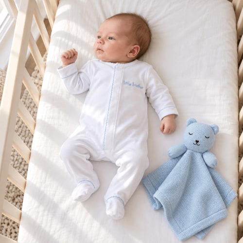 Baby Boy Little Brother Embroidered Footie - Peruvian Pima Cotton – Magnolia Baby