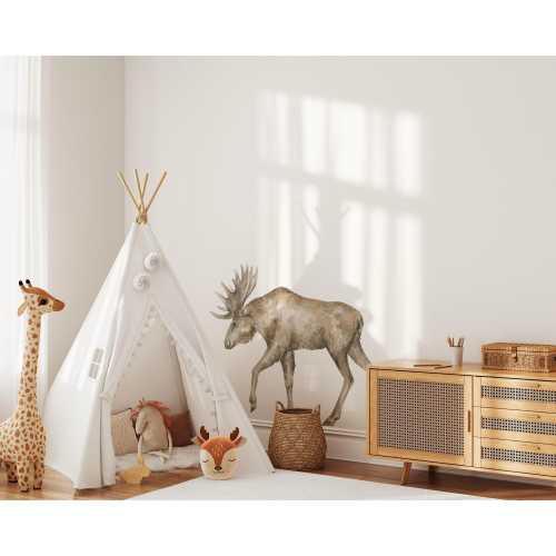 Moose Wall Decal Woodland Animal Nursery Decor | Watercolor Wildlife Collection