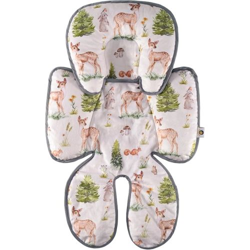 Infant Car Seat Insert, Baby Carseat Head Body Support for Newborn Girls Boys, 2-in-1 Reversible Extra Soft Baby Car Seat Cushion for Carseats, Strollers, Bouncer Swing, Woodland Animal