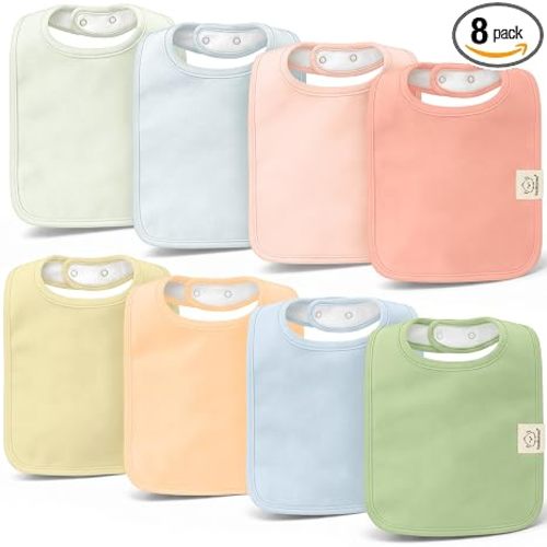 KeaBabies 8-Pack Organic Baby Bibs for Boys, Girls Drool Bibs (Dew) | Super Absorbent Cotton Bibs for Teething and Drooling Newborn, Toddler, Ultra Soft, Machine Washable, Gender Neutral Colors