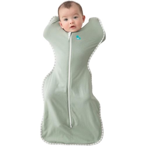 Love To Dream Swaddle, Baby Sleep Sack, Swaddle Up Self-Soothing Swaddles for Newborns, Get Longer Sleep, Snug Fit Helps Calm Startle Reflex, Lite 0.2 TOG Sleep Sack, 6-8.5kg, Light Olive