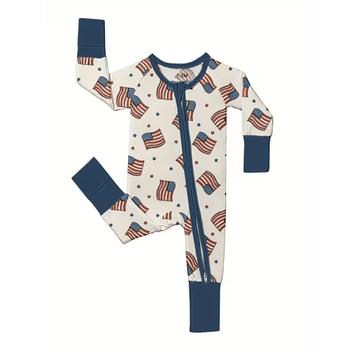 newborn baby boys bamboo fiber zipper jaysuit flag printed - Temu