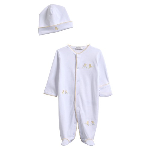Hatchlings Embroidered Pima Cotton Footie & Hat Set, 0-3M