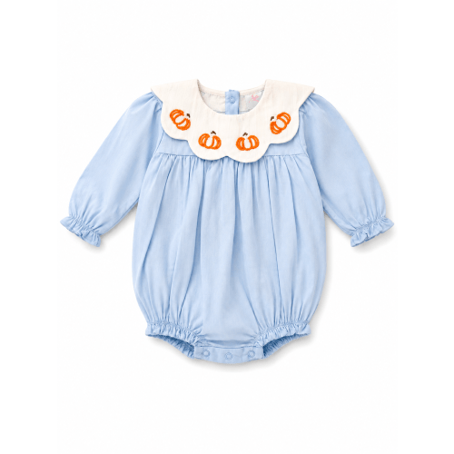 Harvest Pumpkin Smocked Bubble in Blue
