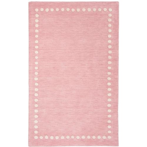 SAFAVIEH Kids Collection Area Rug - 6' x 9', Pink, Handmade Polka Dot Border Wool, Ideal for High Traffic Areas in Living Room, Bedroom (SFK802U)