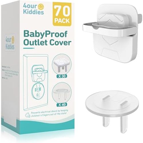 4our Kiddies 70 Pack Outlet Covers Baby Proofing, Plug Covers Safety Set