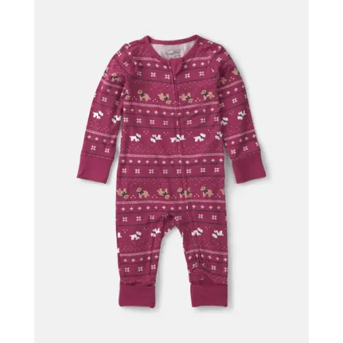 Baby Fair Isle PurelySoft™ 2-Way Zip Sleep & Play Pajamas | Burgundy