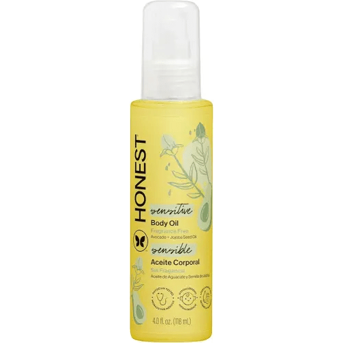 The Honest Company Fragrance-Free Moisturizing Body Oil, Nourish Soothe Baby's Skin, Plant-Based, Hypoallergenic Vegan, 4.0 fl oz