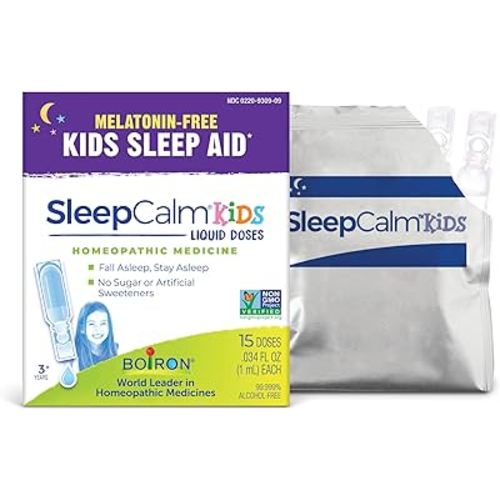 Boiron SleepCalm Kids Liquid Doses Sleep Aid for Deep, Relaxing, Restful Nighttime Sleep - Melatonin-Free and Non Habit-Forming - 15 Count