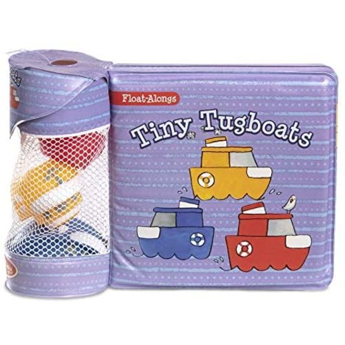 Melissa & Doug Children’s Book - Float-Alongs: Tiny Tugboats (Bath Book + 3 Floating Tugboat Toys)