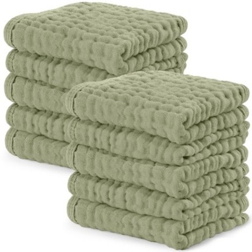 Baby Washcloths Muslin Cotton, Large 10”x10” by Comfy Cubs