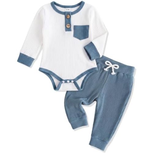 HONGTEYA Baby Boy Clothes Cotton Newborn Infant Long Sleeve Romper Outfit