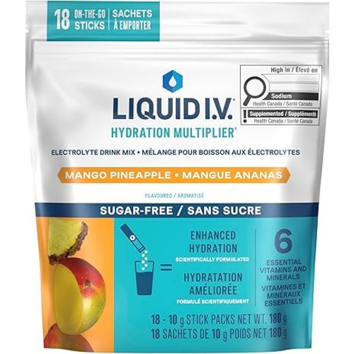 Liquid I.V. - Hydration Multiplier Electrolyte Drink Mix for Everyday - Hydration with Mango Pineapple flavour and Zero Sugar (18 sticks)