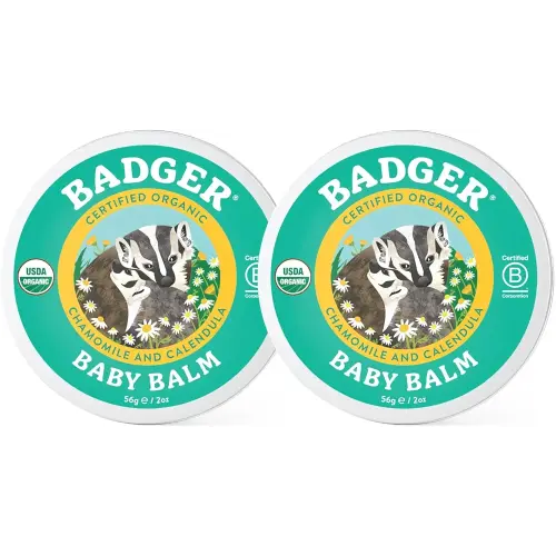 Badger - Baby Balm, Chamomile & Calendula, Certified Organic Baby Balm, Cradle Cap Balm for Babies, Baby Rash Balm, Baby Skin Care, 2 oz (2 Pack)