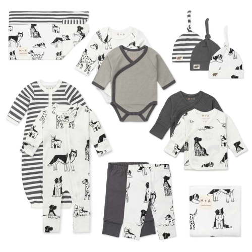 M+A by Monica + Andy Baby Cotton 14 Piece Gift Box Set, Sizes Preemie-3 Months
