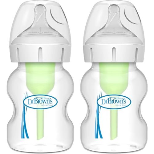 Dr. Brown's Anti-Colic Options+ Wide-Neck Baby Bottle, 5 oz, 2-Pack