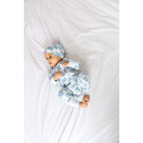 Jesus Is King Blue PJ Footless Onesie Bamboo – Holy Pals