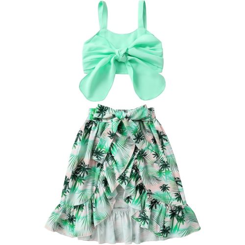 Tiny Cutey Toddler Baby Girl Clothes Ruffle Crop Top +Boho Floral Skirt Summer Dress Outfit Two Piece Set