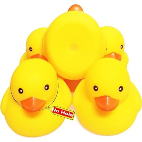 3 inch Kalafona Rubber Yellow Ducks/ Ducky No Hole Waterproof No Squeak Bath/Pool/Water Float Toy Stuffed with Sealed Plug Without Hole for Kids in Bulk